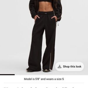 lululemon athletica Wide-Leg Black Track Pants with Side Stripe